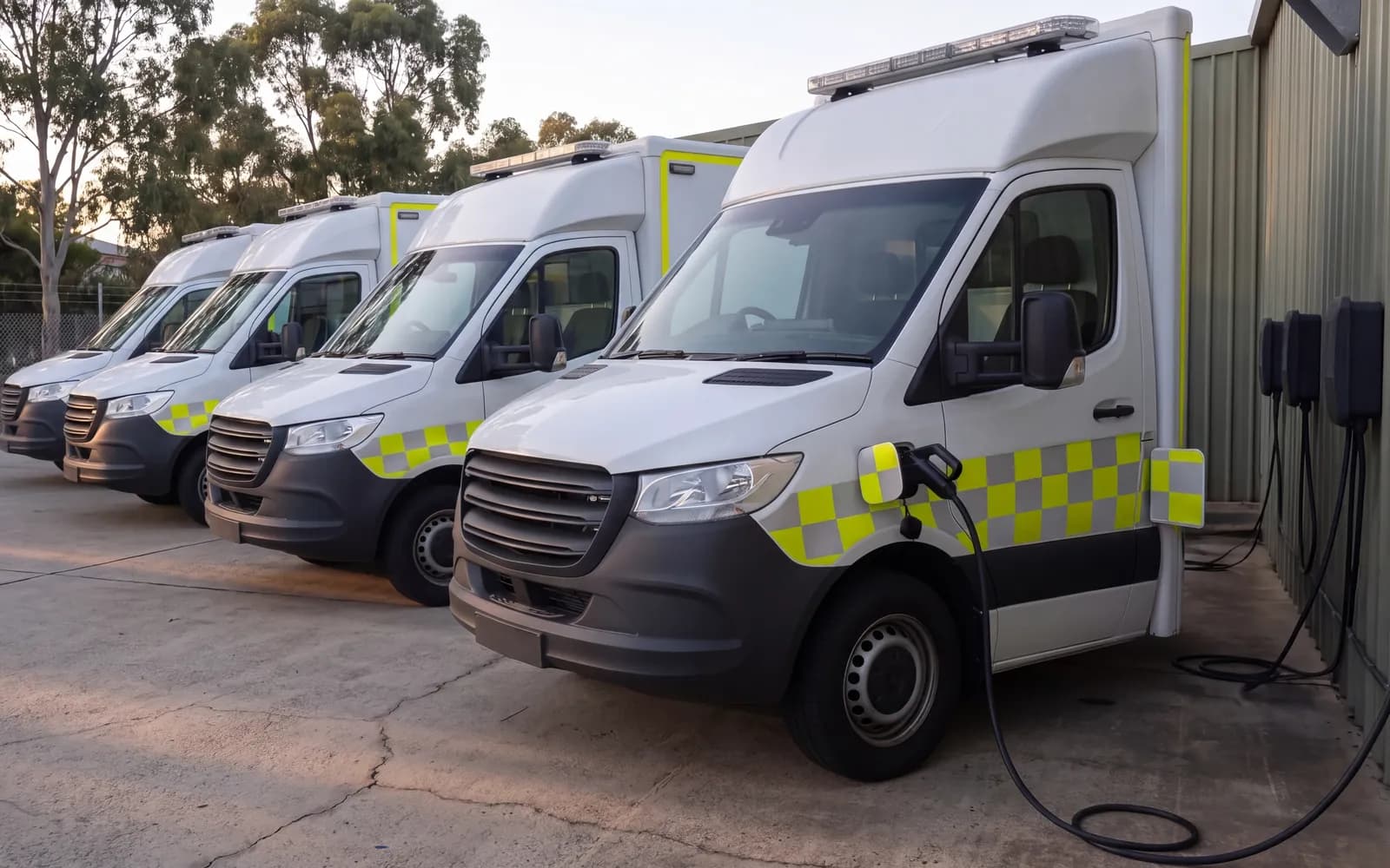 Commercial EV charging at a emergency fleet site in Perth