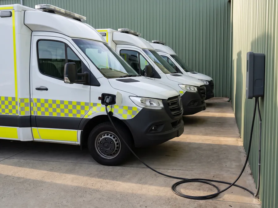 Commercial EV charging at a emergency fleet site in Perth