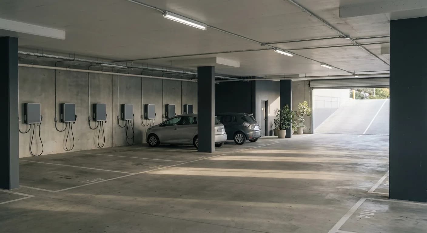 EV charging bays in a Perth apartment carpark