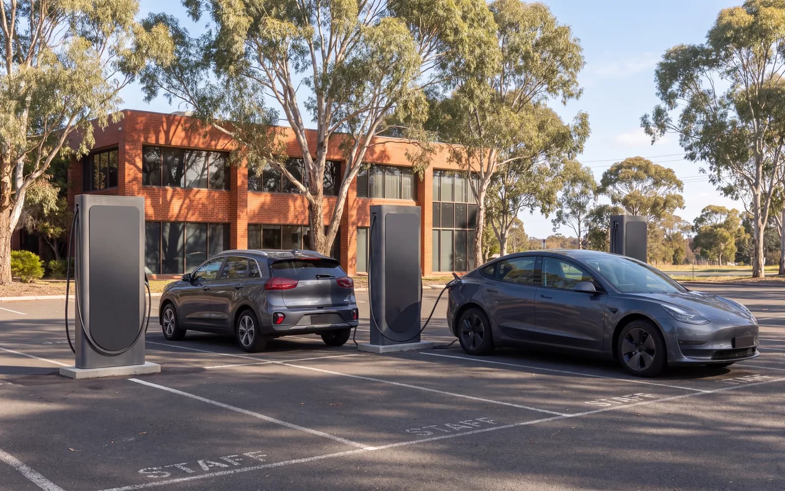 Commercial EV charging at a workplace site in Perth